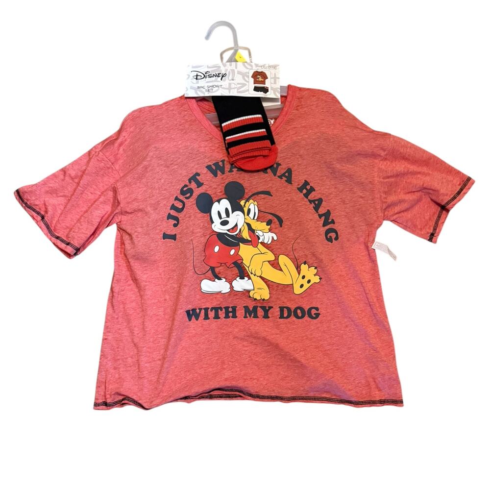 Disney Mickey Mouse Pluto Just Wanna Hang W/My Dog Pajama Set Large